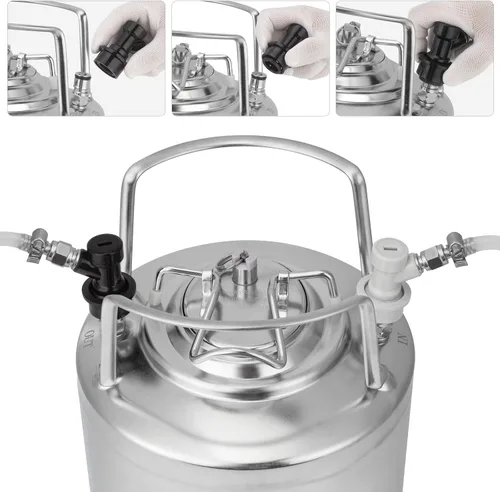 Miniatura 4 de TMCRAFT Mini barril de bloqueo de bola de 2.6 galones, poste de bloqueo de bola doble de acero inoxidable con juego de desconexión rápida