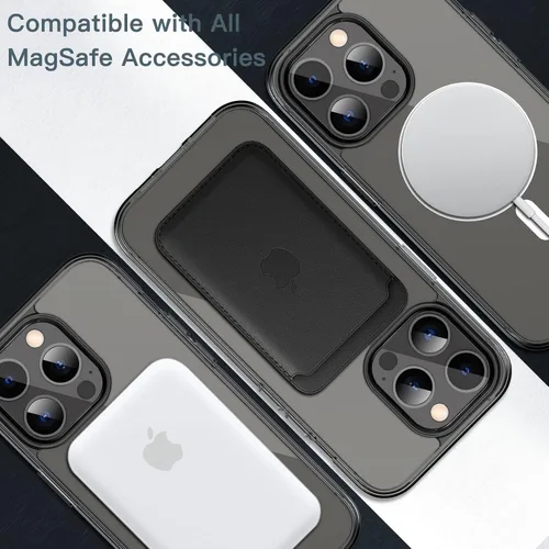 Miniatura 4 de JETech Funda magnética para iPhone 13 Pro Max de 6.7 pulgadas, compatible con carga inalámbrica MagSafe, a prueba de golpes, parte trasera Negro