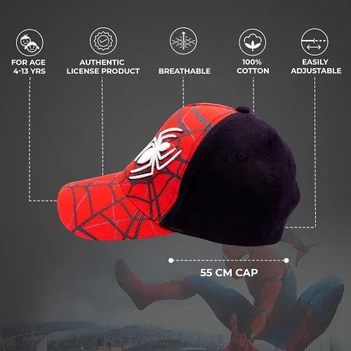 Miniatura 4 de Marvel Gorro de Spiderman para niños, gorra de béisbol de Spiderman transpirable para niños de 3 a 9 años