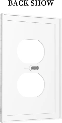 Miniatura 4 de Placa de pared dúplex de receptáculo de dispositivo de 1 gang de madera envejecida blanca gris con veta de tablón, cubierta de enchufe eléctrico