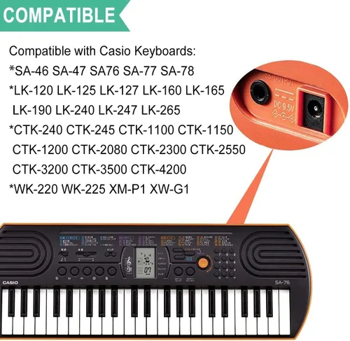 Miniatura 2 de Nuevo adaptador para teclados Casio SA-46 SA-47 SA76 SA-77 SA-78 LK-120 LK-125 LK-127 LK-160 LK-165 LK-240 LK-247 LK-280 CTK-240 CTK-245 CTK-11 100