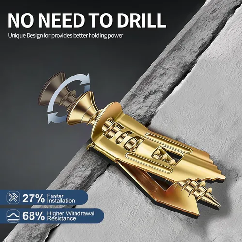 Miniatura 2 de SOPAMI Kit de 100 piezas de anclajes autoperforantes para paneles de yeso con tornillos, 50 piezas de anclajes para chapa (0.47X1.18 pulgadas) y 50