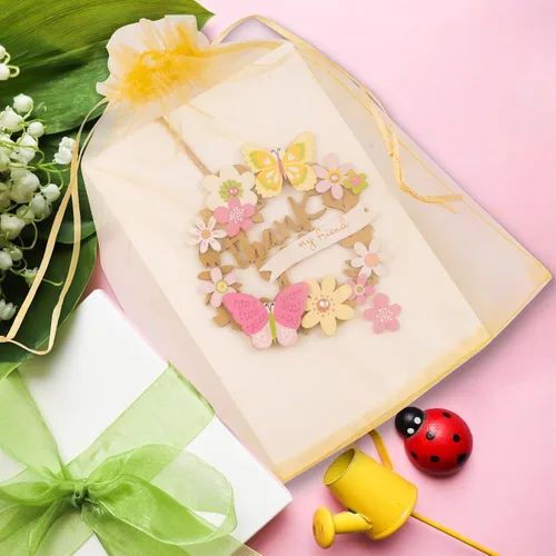Miniatura 4 de ANZNKU Paquete de 50 bolsas de organza de 6 x 9 pulgadas, bolsas de regalo de malla, bolsa de embalaje pequeña, bolsa de malla con cordón para Dorado