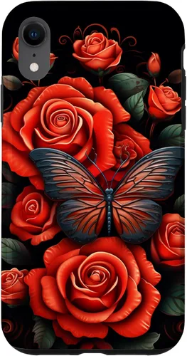Miniatura 25 de Cute Butterfly Red Floral Flower Butterfly Rose Case for iPhone 17