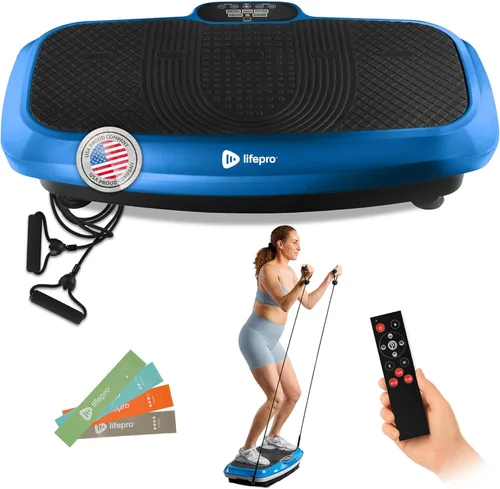 Miniatura 10 de Lifepro 3D Vibration Plate Exercise Machine — Dual Motor, 99 Speeds & 8 Presets Turbo/Hovert Vibration Platform Machine with Resistance Bands — Negro