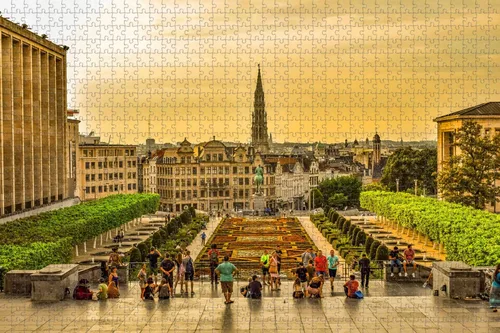 Bélgica Catedral Bruselas rompecabezas para adultos 1000 piezas de madera regalo de viaje recuerdo