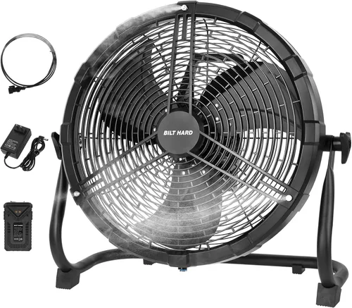 Miniatura 9 de BILT HARD Ventilador de nebulización portátil para exteriores de 12 pulgadas, ventilador de nebulización con batería desmontable de 15600 mAh