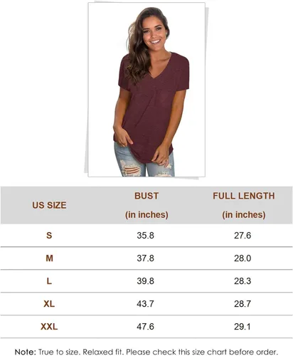Miniatura 5 de WEESO - Camisetas de manga corta con cuello en V para mujer con dobladillo de cola caída ajuste relajado