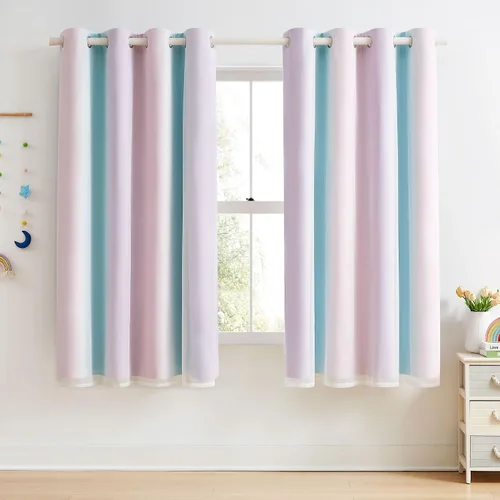 Miniatura 37 de Cortinas 100% opacas con superposición de gasa Mix and Match de doble capa, 54 pulgadas de largo, 2 paneles para dormitorio y sala de estar, azul