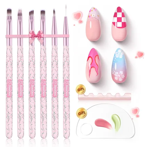 Miniatura 8 de Beetles Gel Polish Juego de 7 pinceles para arte de uñas, pinceles de diseño de uñas para esmalte de gel, manicura de salón de bricolaje