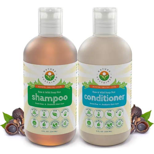 Nature Sustained Champú y acondicionador para piel pura y sensible, fórmula vegetal probiótica cruda (pH equilibrado) para piel sensible y cabello