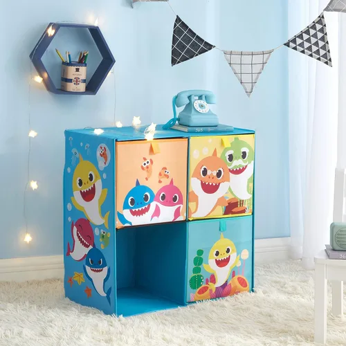 Miniatura 4 de Baby Shark - Cubby plegable de almacenamiento suave con 3 cubos plegables