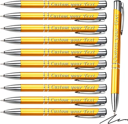 Miniatura 9 de AOK 50PACK Bolígrafos personalizados Tinta negra personalizada - Bolígrafos de nombre metálicos - Grabados por láser con su texto o mensaje (negro)