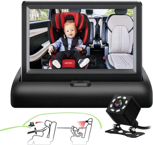 Espejo de coche para bebé, cámara y monitor con visión nocturna por infrarrojos, mejor monitor de bebé para asiento de coche