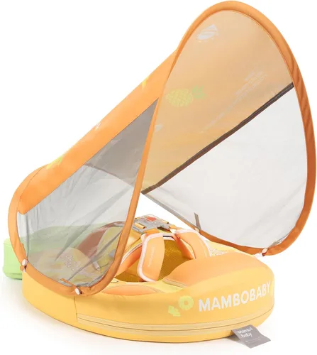Miniatura 21 de Flotador Mambobaby con cola para bebé con toldo, flotador de piscina sólido, entrenador de natación infantil, entrenamiento de natación tumbado