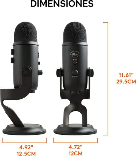 Miniatura 12 de Blue Yeti USB Mic para grabar y transmitir en PC y Mac, 3 cápsulas de condensador, 4 patrones de captación, salida de auriculares y control