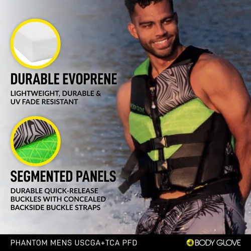 Miniatura 2 de Body Glove Phantom - Chaleco salvavidas de neopreno para hombre, aprobado por USCG y Transport Canada, PFD, ligero, ideal para lancha, pesca, kayak