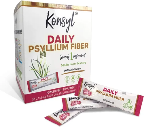 Miniatura 2 de Konsyl Polvo de fibra de psyllium diario, paquetes de palitos, suplemento de fibra en polvo, conveniente, fibra soluble totalmente natural, sin