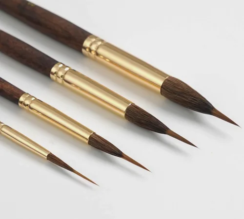 Miniatura 2 de Nicpro 4 pinceles de acuarela profesionales, juego de pinceles de punta extendida, pinceles de acuarela Sable con punta sintética extra larga