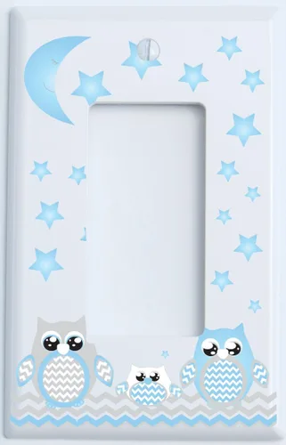 Miniatura 2 de Gris y azul búho placa de interruptor de la luz etiqueta de la pared y tapas de salida de búho/diseño de búho, decoración de guardería, Azul