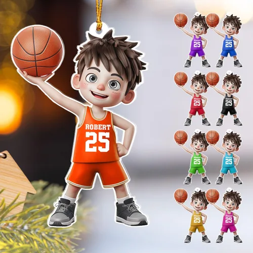 Miniatura 17 de Adorno Personalizado de Baloncesto 2025 - Adorno de Jugador de Baloncesto - Adornos de Árbol de Navidad de Baloncesto - Regalos de Jugador de Bkb 5