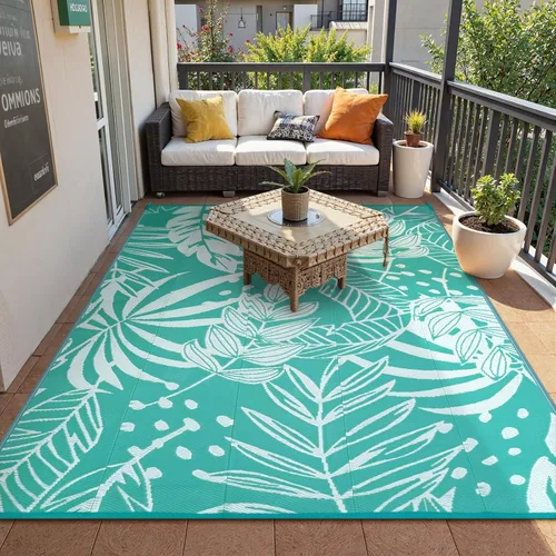 Miniatura 50 de Anidaroel Alfombras de exterior de 6 x 9 pies para patios, impermeables, reversibles, de plástico tropical, alfombra de campamento, alfombra grande