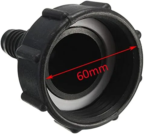 Miniatura 3 de Adaptador de drenaje de tanque IBC de 1/2 pulgada con tapa roscada Conector de manguera de jardín Adaptador de montaje negro