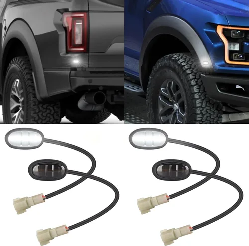 POPMOTORZ Conjunto de 4 Luces LED Marcadoras Laterales de Guardabarros, 2 Luces Blancas de Extensiones de Guardabarros Delanteros y 2 Lámparas