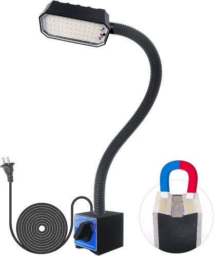 Luz de trabajo magnética, 2000 lúmenes, luz LED para máquina con base magnética fuerte, lámpara magnética flexible de 20 pulgadas para garaje,