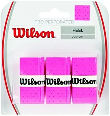 WILSON Pro Overgrip - Paquete de 3 perforaciones, color blanco, tenis, bádminton, squash Rosa