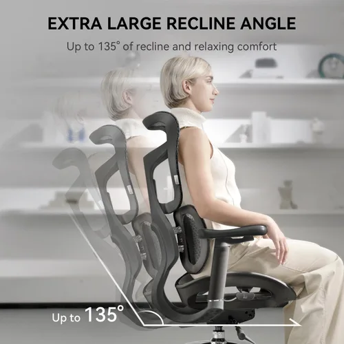 Miniatura 5 de SIHOO Doro S100 Ergonomic Office Chair - Dual Dynamic Lumbar Support, 4D Coordinated Armrests, 5-Level Adjustable Backrest, Recline Angle 135-degree