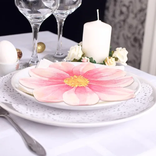 Miniatura 6 de Qilery 100 servilletas desechables en forma de flor, servilletas de papel florales de verano, vajilla decorativa de flores para boda, novia, baby