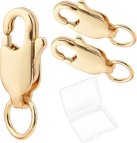 Beebeecraft 1 caja, 20 cierres de pinza de langosta chapados en oro de 18 quilates, 0.472 x 0.236 x 0.118 in, conectores con cuentas abiertas para