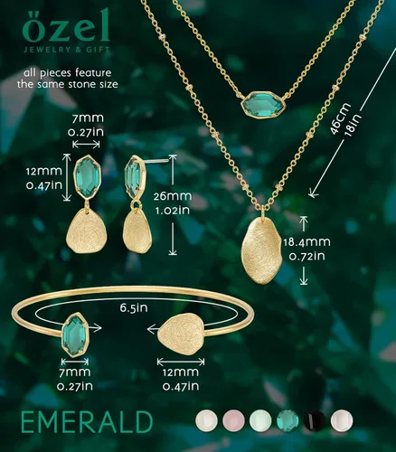 Miniatura 41 de OZEL - Pulseras para mujer, chapados en oro real de 18 quilates, pulseras de oro de cristal colorido para regalos