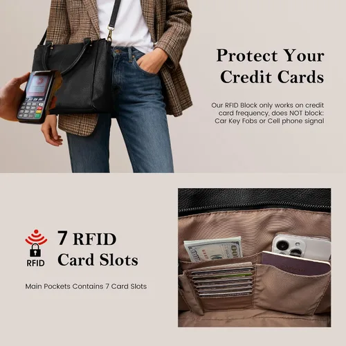 Miniatura 5 de befen Carteras de cuero genuino suave para mujeres, bolso tote pequeño, carteras, bolsos cruzados con asas superiores, cartera bandolera tipo satchel