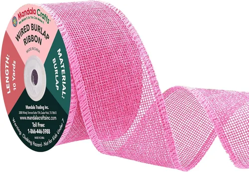 Miniatura 118 de Mandala Crafts Cinta de arpillera verde con alambre para corona, cinta de arpillera con alambre verde rústico de yute natural, 1 pulgada de ancho