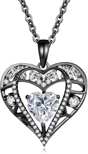 Miniatura 73 de Collar de cristal de 5 corazones, chapado en oro rosa de 18 quilates, colgante con cadena de plata de ley 925 de 18 + 2 pulgadas, joyería de piedra