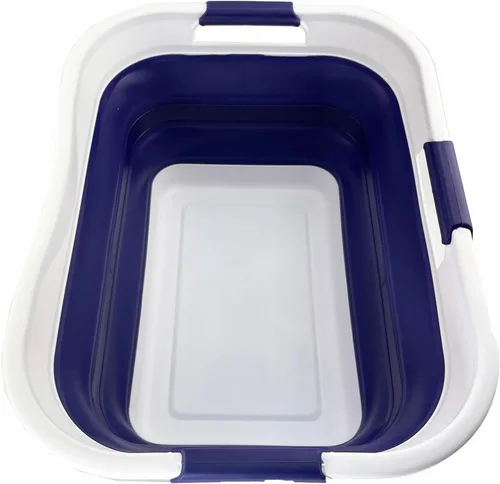 SAMMART Contenedor de plástico plegable de 30 litros (8 galones) para lavar la ropa, contenedor portátil de almacenamiento desplegable, organizador