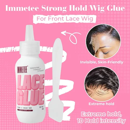 Miniatura 4 de immetee Pegamento para peluca, pegamento de encaje para pelucas, adhesivo de encaje transparente de sujeción fuerte para reemplazo de cabello