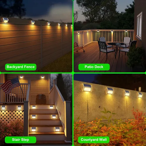 Miniatura 2 de JSOT Luces solares para valla, luces solares impermeables para exteriores, luz para exteriores, jardín, patio, pared, escalera, poste de 3 LED, luz