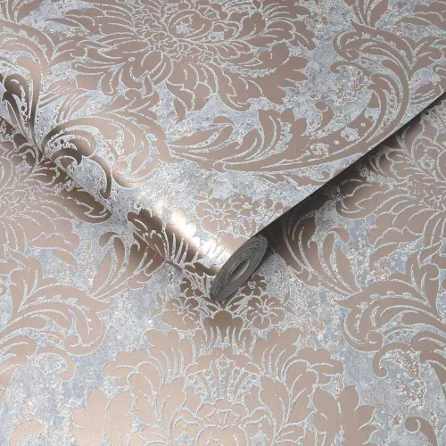 Miniatura 6 de Papel pintado de oro rosa y gris de Milan Damask