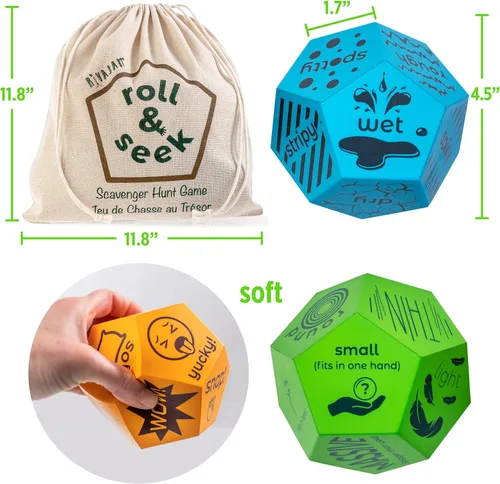 Miniatura 2 de Rivajam Búsqueda del tesoro para niños de 4 a 8 años, niños pequeños y familiares con dados, juegos educativos de naturaleza para exteriores e