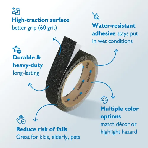 Miniatura 3 de FindTape AST-35 Cinta antideslizante antideslizante premium [negro, grano 60]: 2 pulgadas x 10 pies (negro)