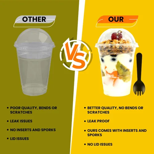 Miniatura 4 de Tazas de parfait – 12 oz – Juego de 50 tazas de parfait con tapas de cúpula e insertos – Tazas de postre reutilizables – a prueba de derrames