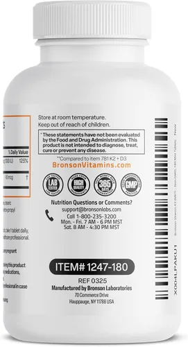 Miniatura 7 de Bronson Vitamina K2 (MK7) con D3 Dosis Más Baja 45mcg Vitamina K2 y 1000 UI Vitamina D3 Fácil de Tragar Mantenimiento Diario Fórmula 2 en 1 Sin OGM