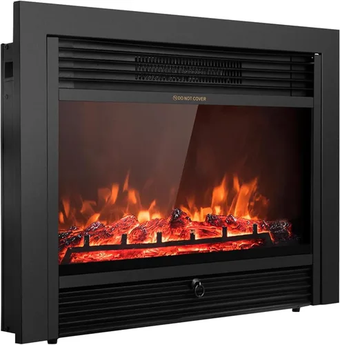 Giantex Inserto de chimenea eléctrica de 28.5 pulgadas, empotrado/montado en la pared, chimenea independiente con control remoto, 3 llamas