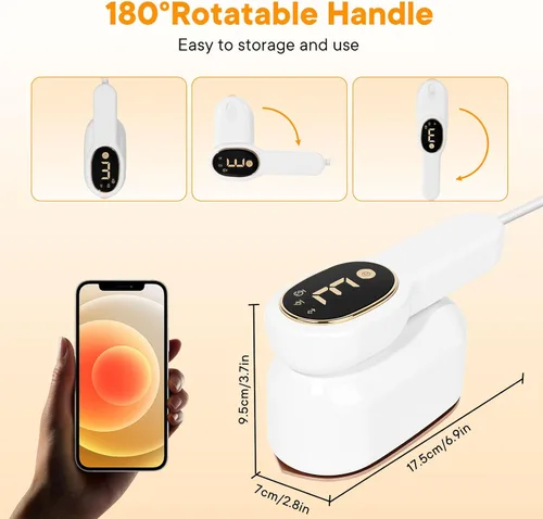 Miniatura 3 de Vaporizador Inteligente de Viaje para Ropa, Vaporizador de Vapor Portátil Manual Mini de Viaje de 1200W Todo en Uno Plancha con Pantalla LCD, 3