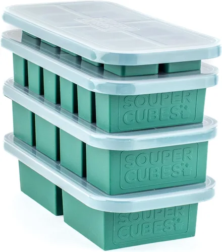 Miniatura 10 de Souper Cubes Set de regalo de moldes de silicona para congelador con 2 cucharadas, 1/2, 1 y 2 tazas de bandejas de silicona para congelador