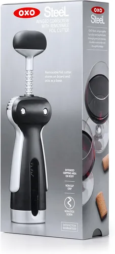 Miniatura 6 de OXO Sacacorchos con alas SteeL con cortador de papel de aluminio extraíble