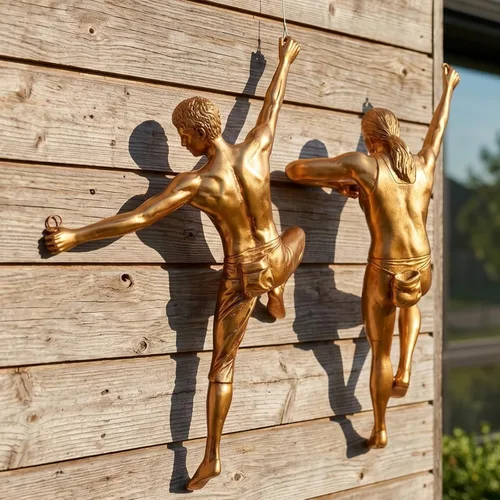Miniatura 8 de GUTE Figuras altas de escultura de pared de escalada en roca, escultura de decoración de pared (juego de 2) 11.5 pulgadas – hombre y mujer – Maratón